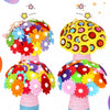 A colorful flower craft kit with felt flowers and buttons used to make a bouquet for kids.