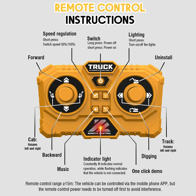 Mini Alloy RC Excavator with Light & Sound