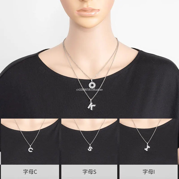 Initial Letter Pendant Necklace with Stainless Steel Chain