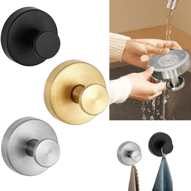 Stainless Steel Suction Cup Hooks for Bathroom & Kitchen