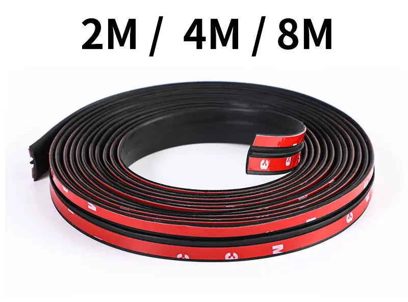 Roll of black rubber seal strip with red markings for car window, windshield, and sunroof