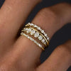 4-Piece Gold-Plated Stacking Ring Set with Cubic Zirconia