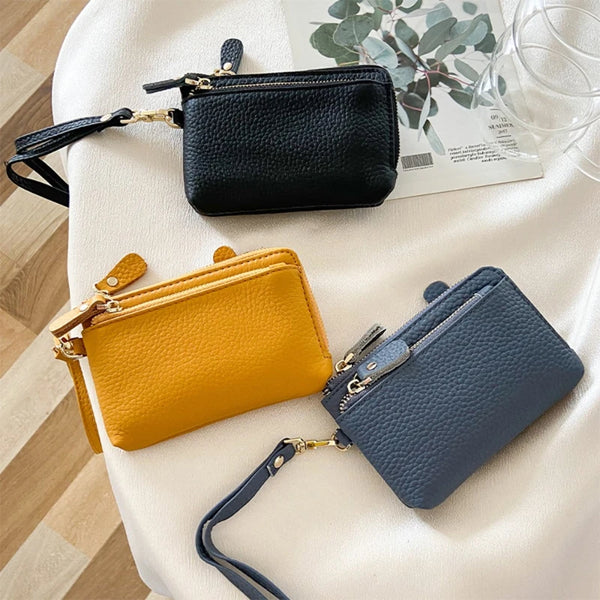 PU Leather Wallet with Wrist Strap and Coin Purse