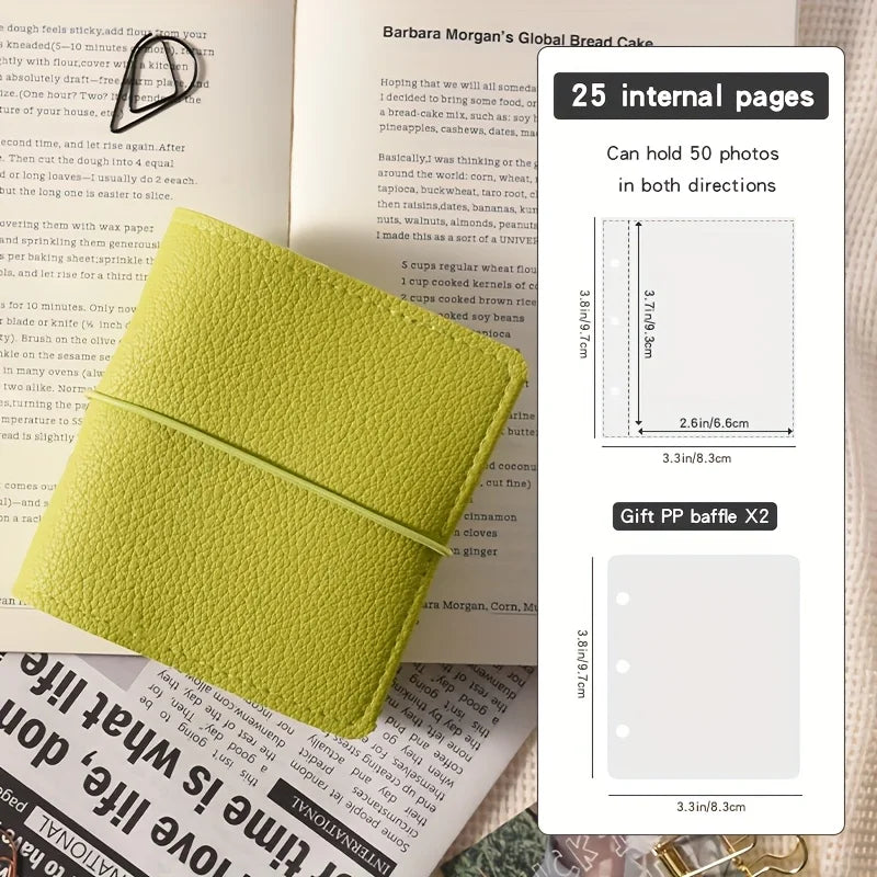 Mini Faux Leather Photo Album with 50 Transparent Pages