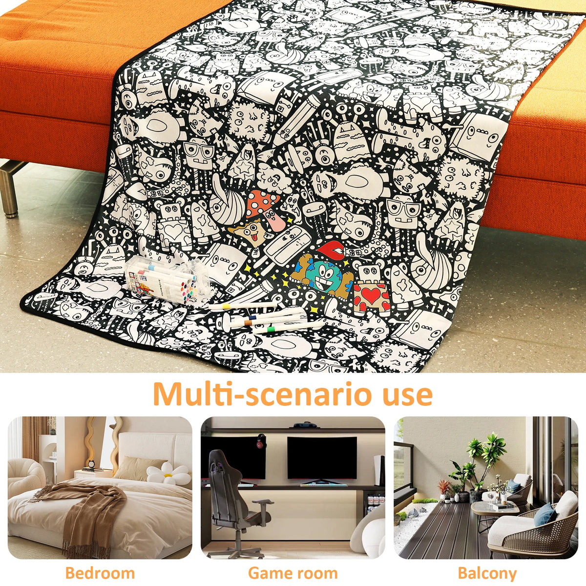 Reusable Coloring Blanket with 24 Markers