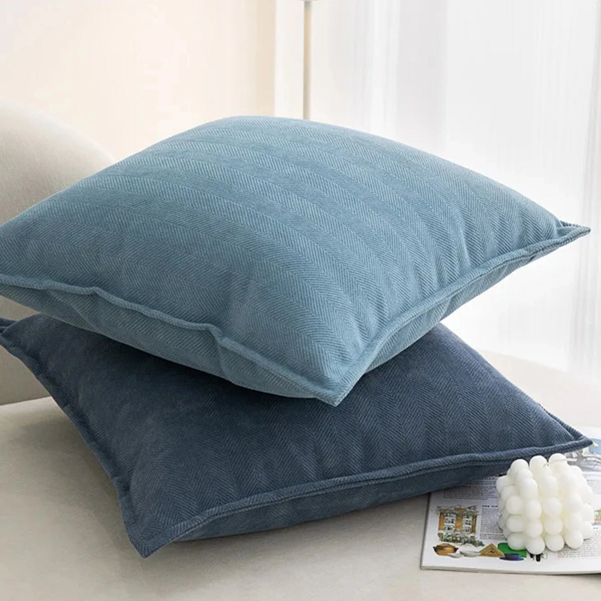 Luxury Chenille Throw Pillow Covers – Soft Square Cushion Cases for Sofa, Bed, and Living Room