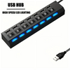 7-Port USB 2.0 Hub with Power Adapter and On/Off Switches