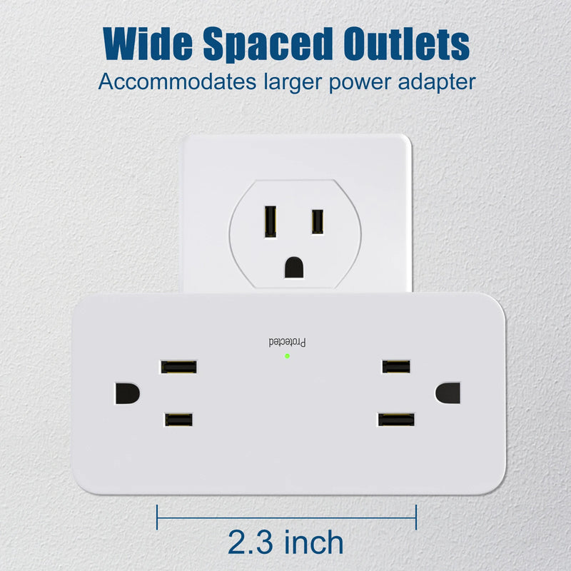 8-Outlet Wall Power Hub with USB-C and USB-A Ports and Surge Protection