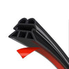 A black rubber door seal strip with a layered profile shown in profile view.