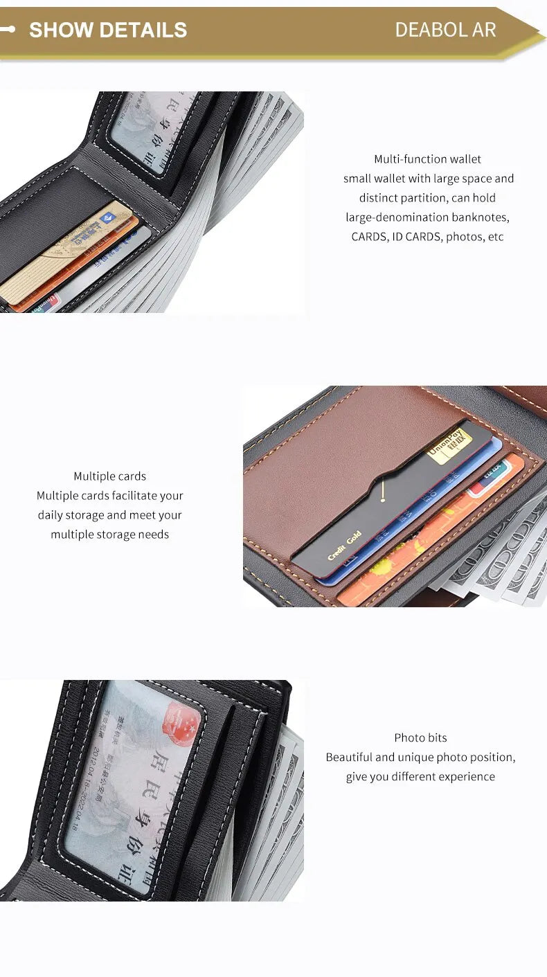 Slim PU Leather Folding Wallet with Card Holder