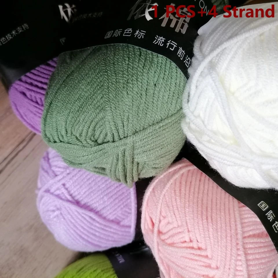 4-Ply Soft Cotton Blend Yarn for Knitting and Crochet
