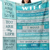 A blue fleece throw blanket with white text that says You are my love you are my life you are the only one I want by my side 