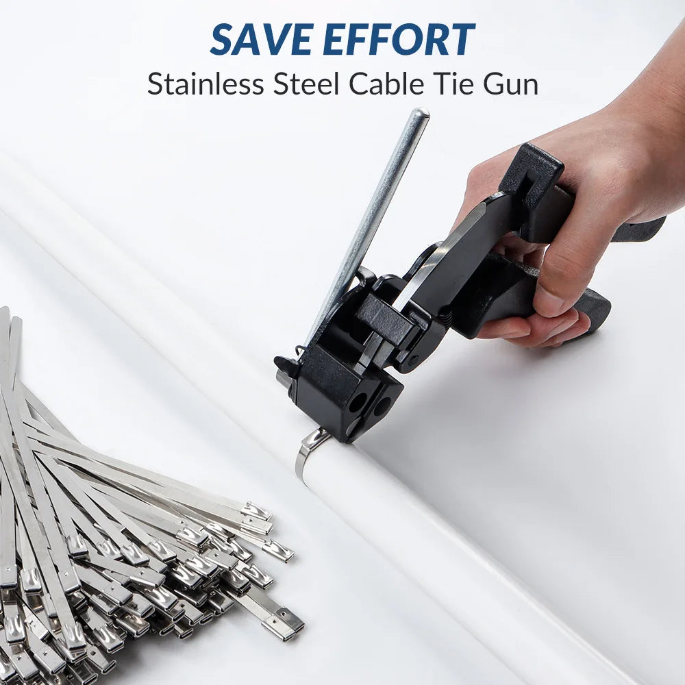 304 Stainless Steel Cable Tie Gun with 100 Metal Zip Ties
