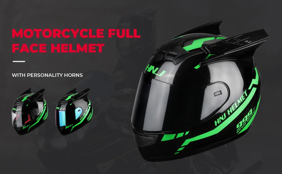 Cat Ear Full Face Motorcycle Helmet with Removable Ears