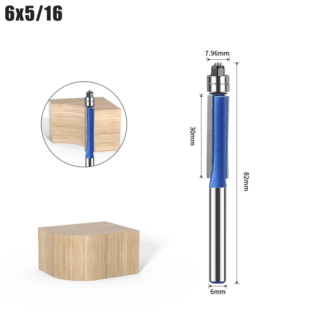 Flush Trim Router Bits with Dual Bearings – Set of 4 Sizes