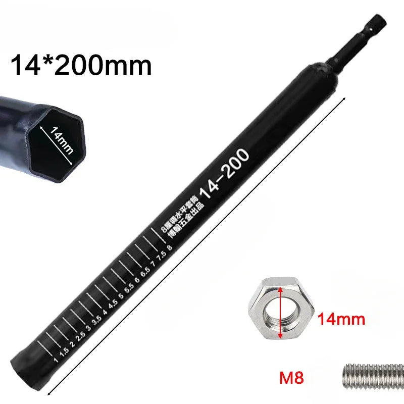 Ceiling Leveling Rod with Hex Socket – 14mm Adjustable Extension Tool