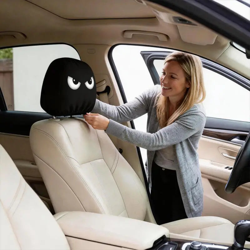 Funny Angry Eyes Car Headrest Covers (Set of 2)