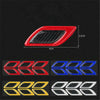 A set of reflective car stickers in red, blue, yellow, and silver for safety and scratch protection.