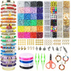 A collection of colorful polymer clay beads and letters for DIY jewelry making kits.