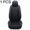 A single black premium PU leather car seat cover for universal fit and all-season protection.