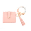 Silicone Bead Bracelet Leather Card Holder Wristlet
