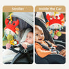 A crib and car seat hanging crab sensory toy with rattle and teether for babies