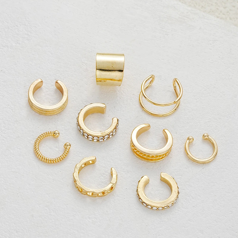 Minimalist Vintage C-Shaped Clip-On Earrings Set