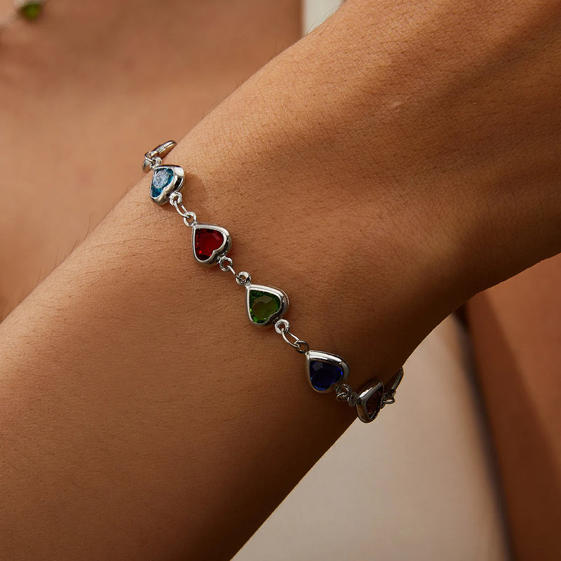 Heart Crystal Charm Bracelet