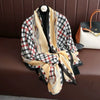Large Color-Block Cotton-Linen Feel Scarf & Shawl