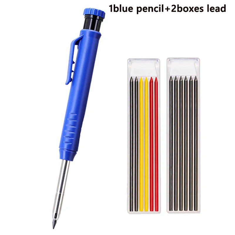 Heavy-Duty Carpenter Pencil Set with Extended Tip and Built-In Sharpener