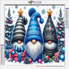 Kit de peinture de diamants avec un gnome mosaïque à thème de Noël bleu et blanc avec cadeaux et décorations festives
