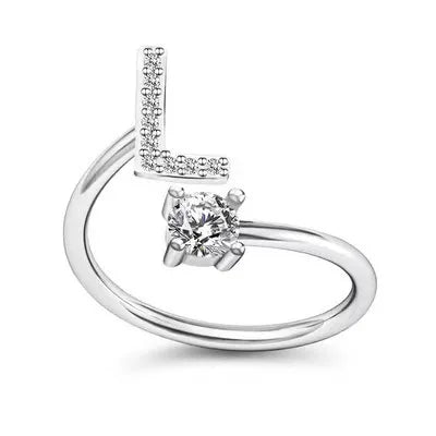Initial Letter Ring with Zircon Accent