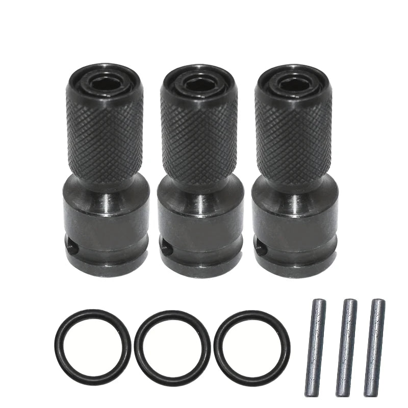 Impact Socket Adapter Set: 1/2" Square to 1/4" Hex Quick-Release Converter