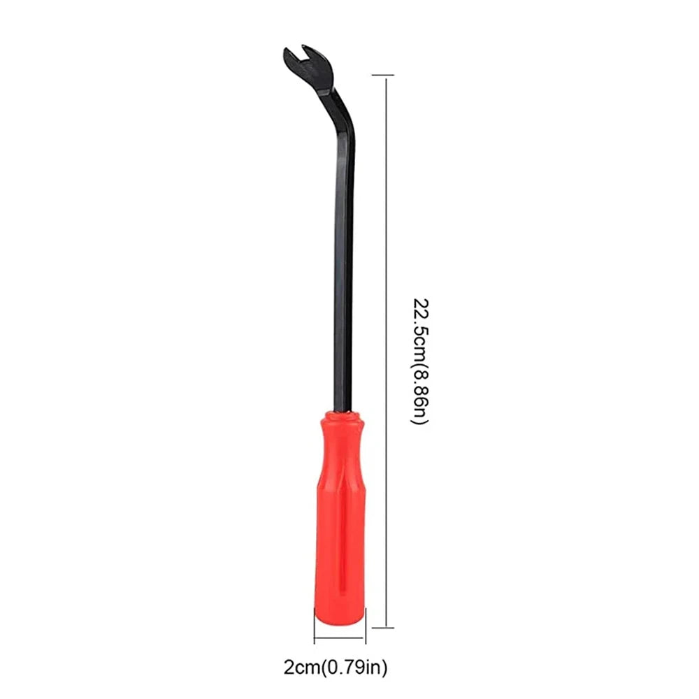 A black automotive trim removal tool with a clip puller, shown against a white background.
