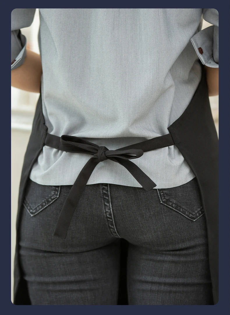 Canvas Cotton Cooking Apron with Adjustable Halter Neck and Large Pockets