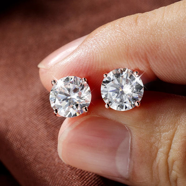 Pendientes de Moissanite en Oro Rosa y Plata de Ley