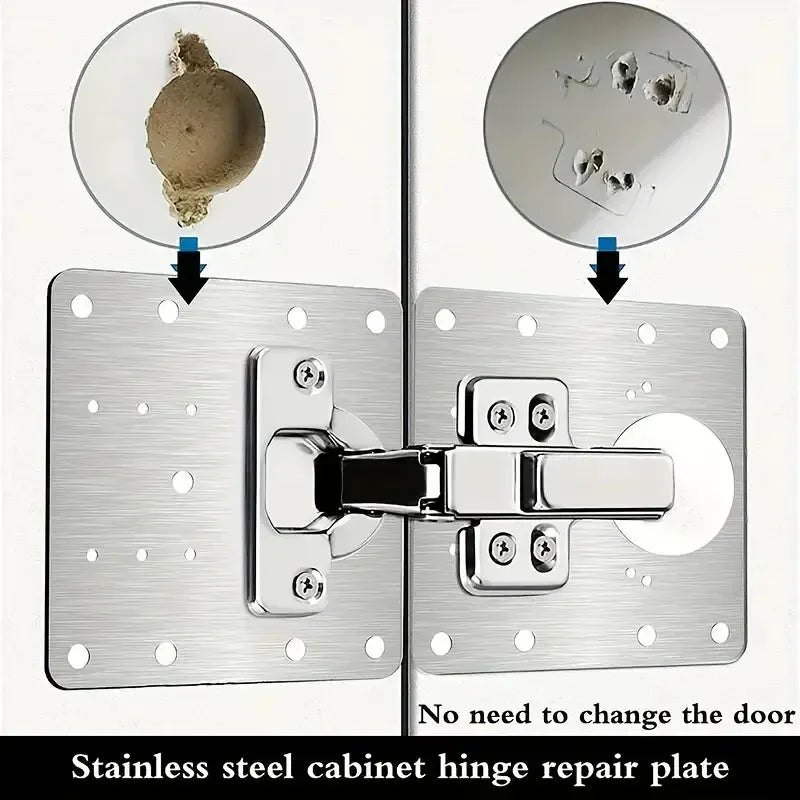 Stainless Steel Hinge Repair Plate Set for Cabinet Doors