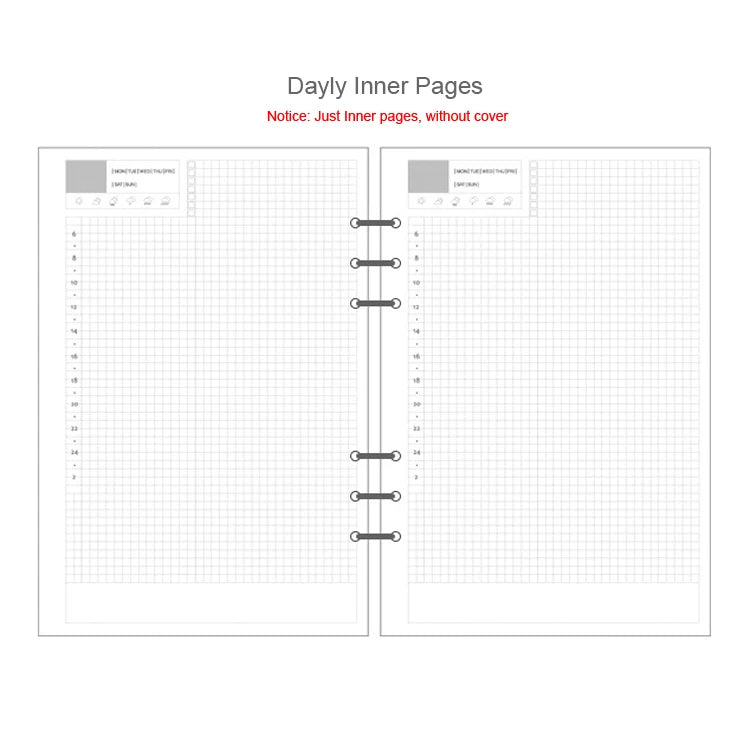 Daily inner pages notebook with ruled lines and a coverless design