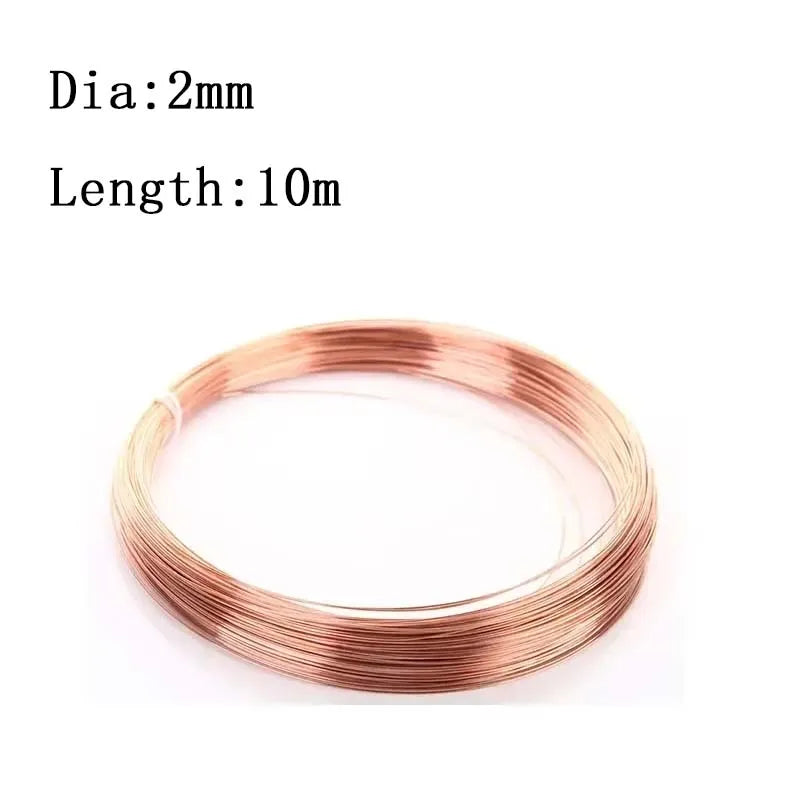 A coil of rose gold-colored enameled copper wire, 2mm in diameter and 10 meters in length.