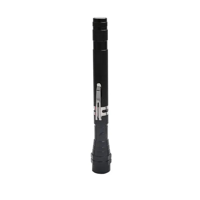 Black magnetic LED pick-up flashlight with a flexible head.