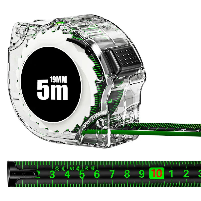 5m Fluorescent Steel Tape Measure with Self-Locking Mechanism