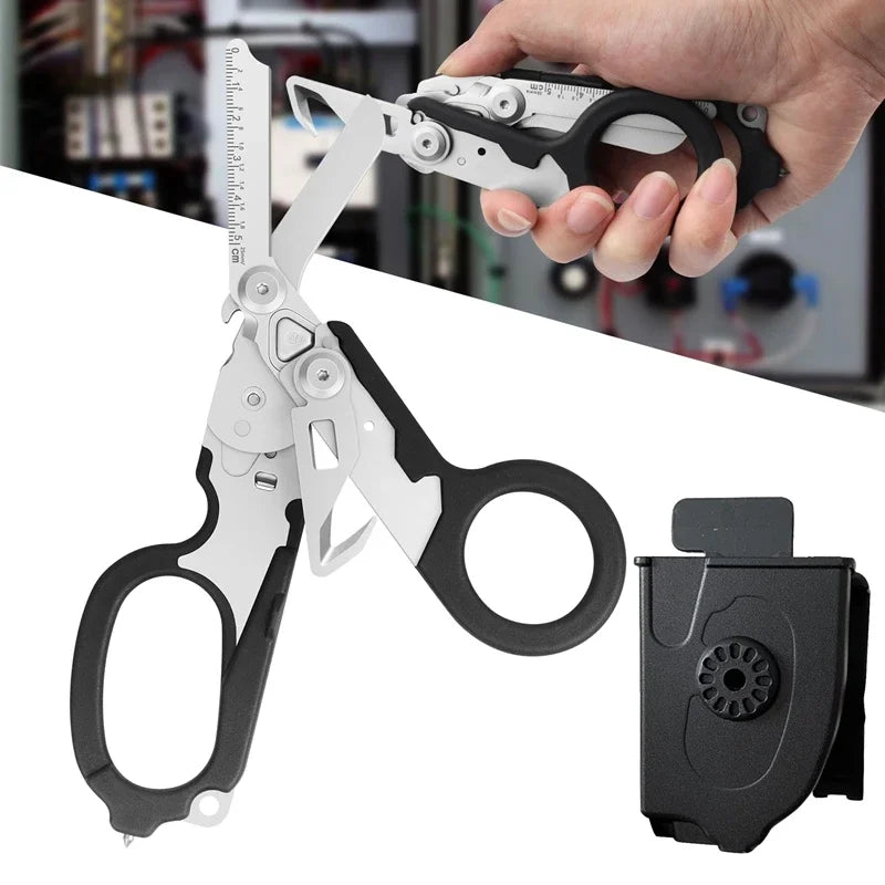 6-in-1 Foldable Emergency Rescue Scissors with Safety Hammer