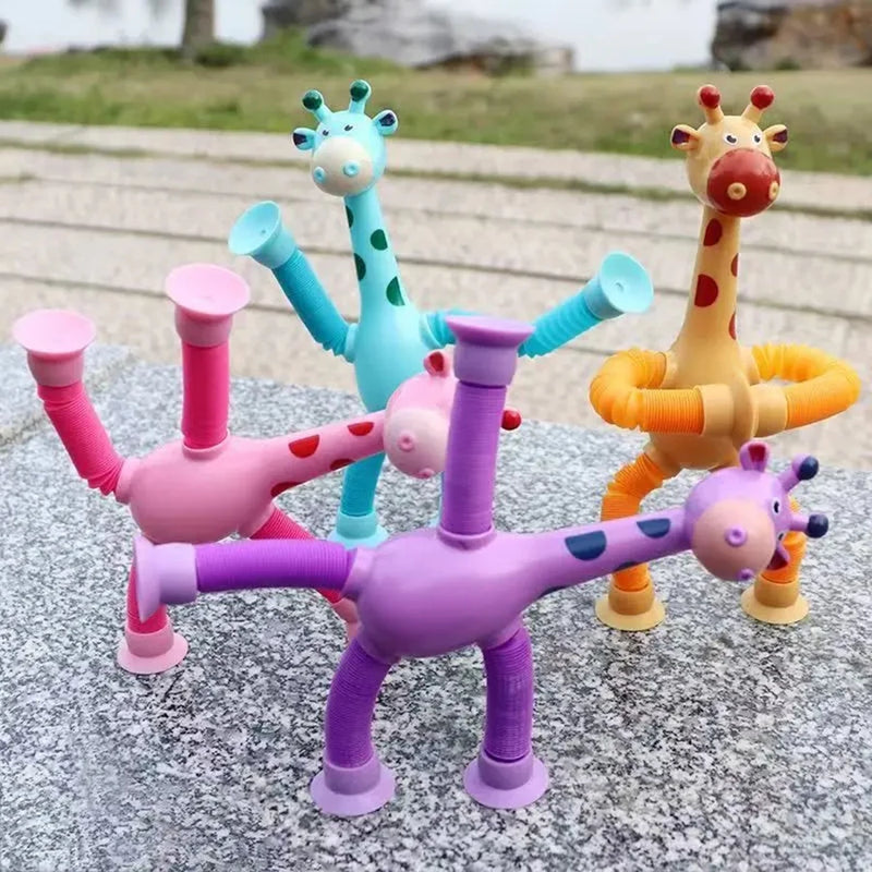 Suction Cup Giraffe Pop Tube Toy