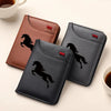 Men's Retro Faux Leather Card Holder with Black Horse Motif