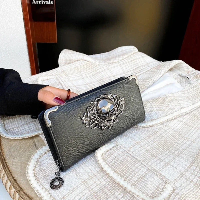 Skull Punk Style Long Wallet with RFID Protection