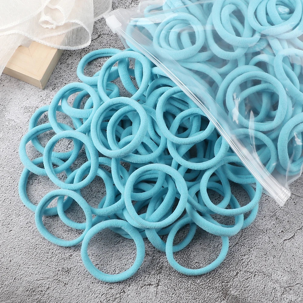 50-Pack Solid Color Elastic Hair Ties for Women & Girls