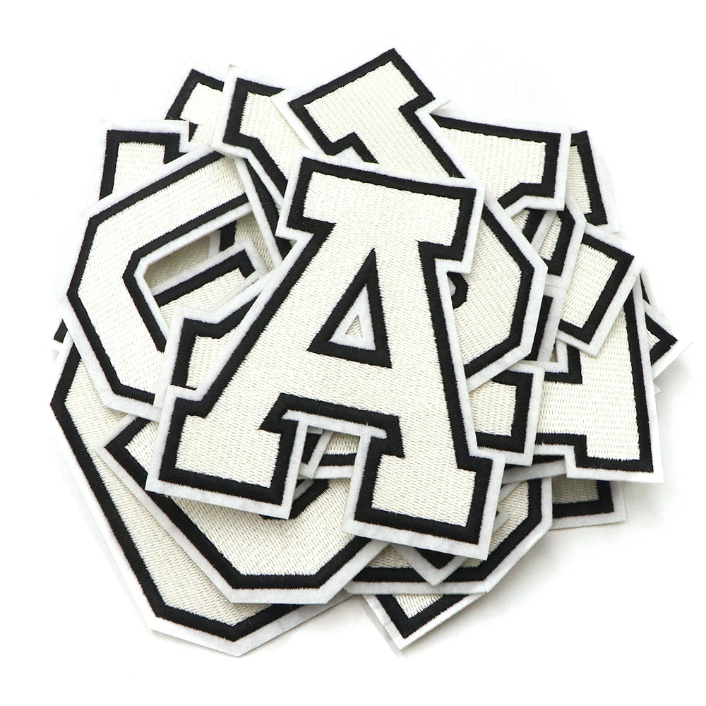 Large White Letter Patch for DIY Clothing Customization