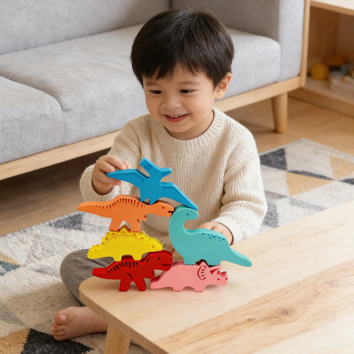 Wooden Dinosaur Stacking Game for Kids