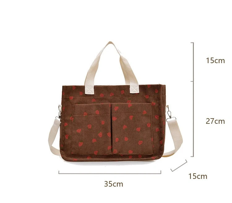 Strawberry Bowknot Canvas Tote Bag
