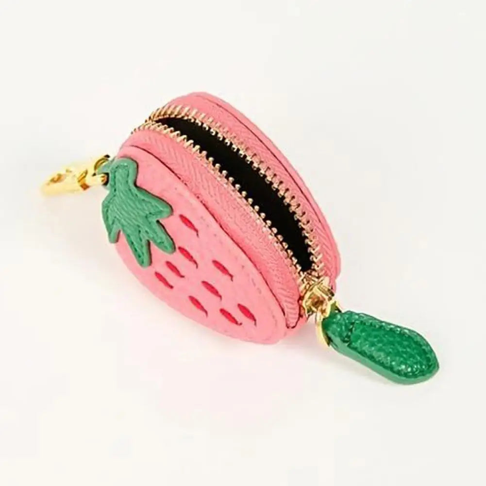 Adorable Fruit Coin Purse Keychain - Cute Cherry & Blueberry Design, PU Leather Mini Storage Bag